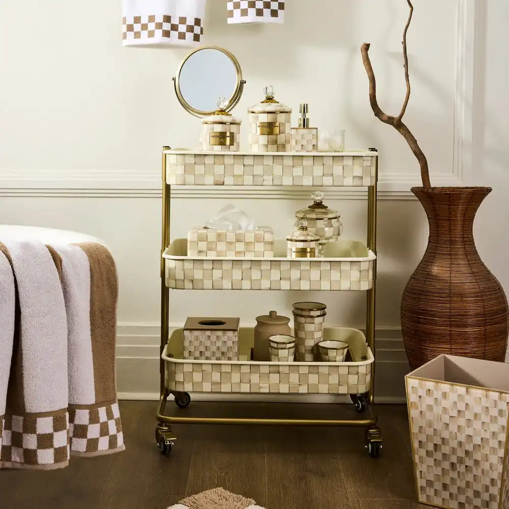 Mocha Check 3-Tier Kitchen Cart