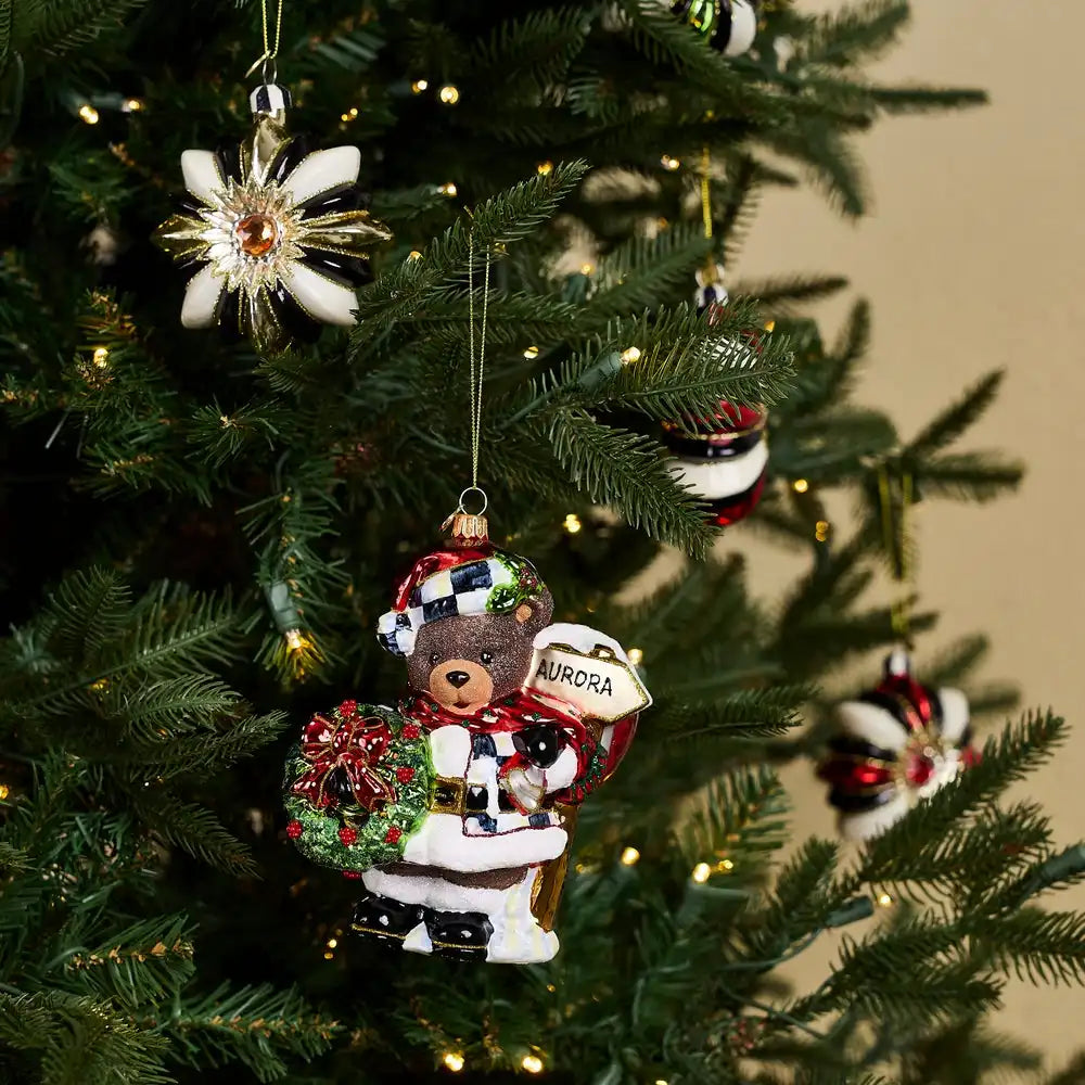 Aurora Teddy Bear Glass Ornament