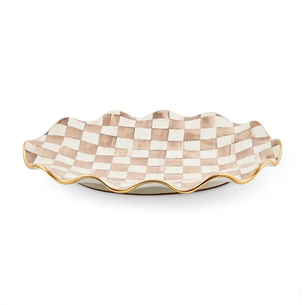 Mocha Check Ceramic Large Serving Platter