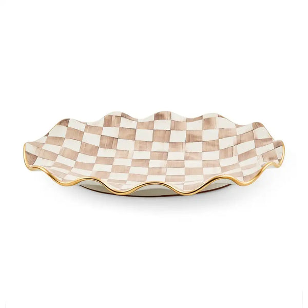 Mocha Check Ceramic Large Serving Platter