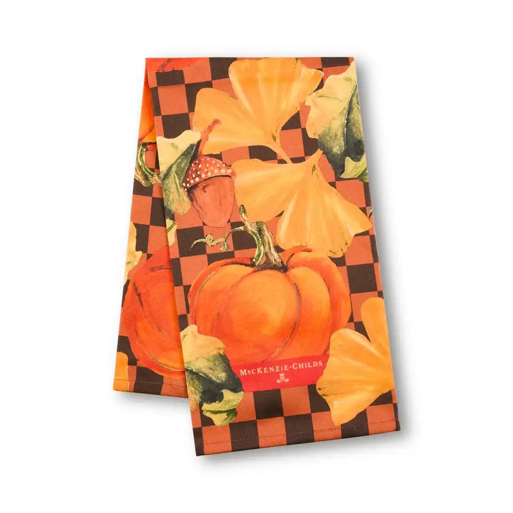 Checked Pumpkin Harvest Printed Dish Towel Main image