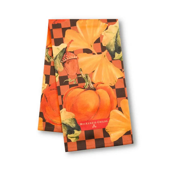 Checked Pumpkin Harvest Printed Dish Towel