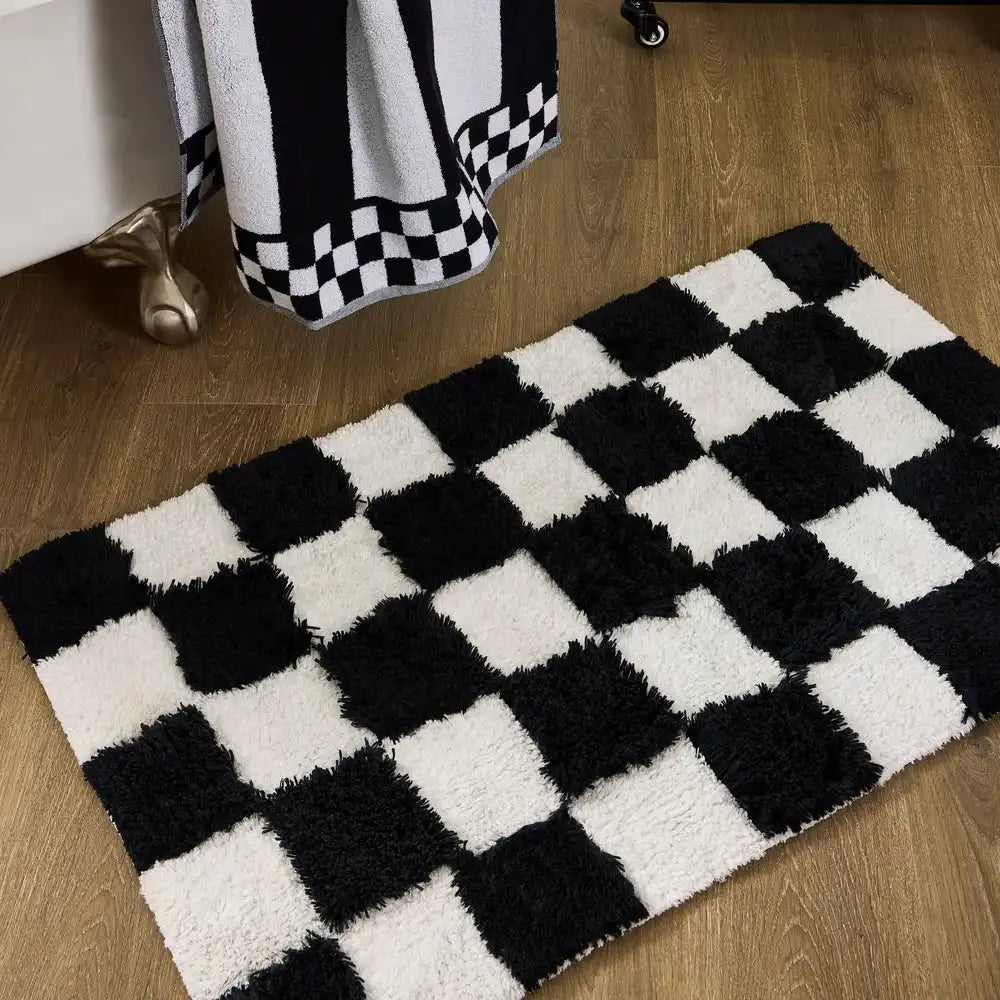 Checkerboard Black Bath Rug Secondary image
