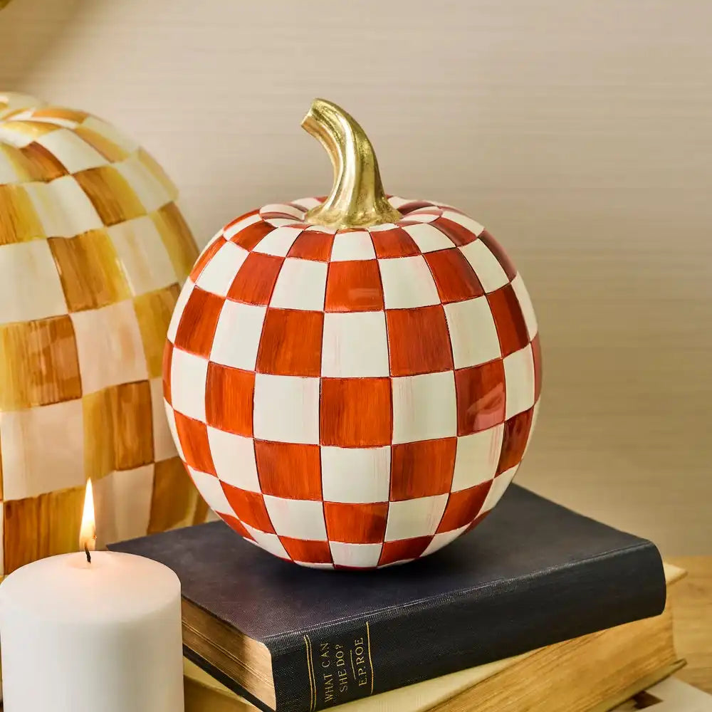 Mocha Check Mini Pumpkin