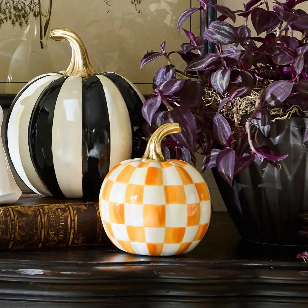Mocha Check Mini Pumpkin