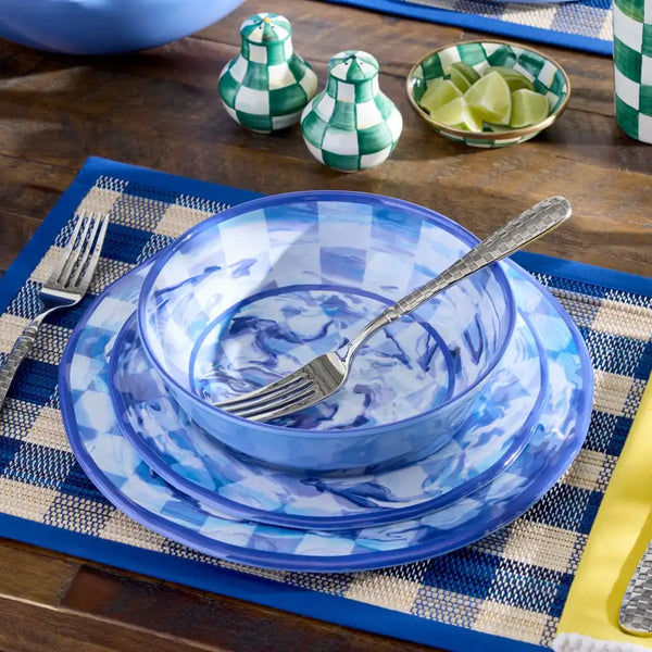 Green Marble Check Melamine Small Bowls, Set of 4