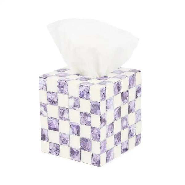 Violet Check Capiz Waste Bin