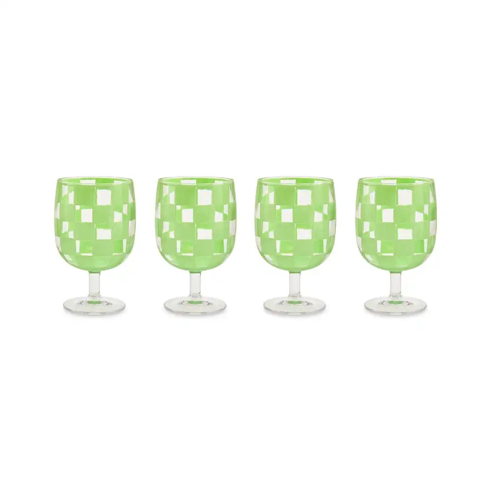 Black Check Acrylic Tumblers, Set of 4