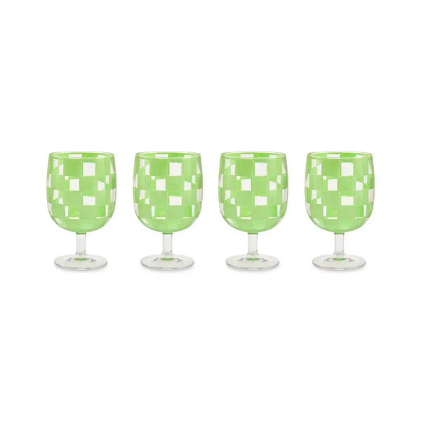 Black Check Acrylic Tumblers, Set of 4