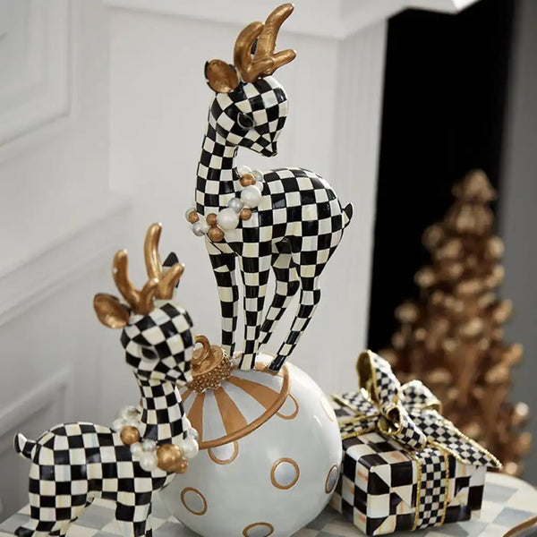 Courtly Check Gold Deary Deer On Ornament