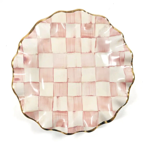 Rosy Check Ceramic Fluted Dinner Plate
