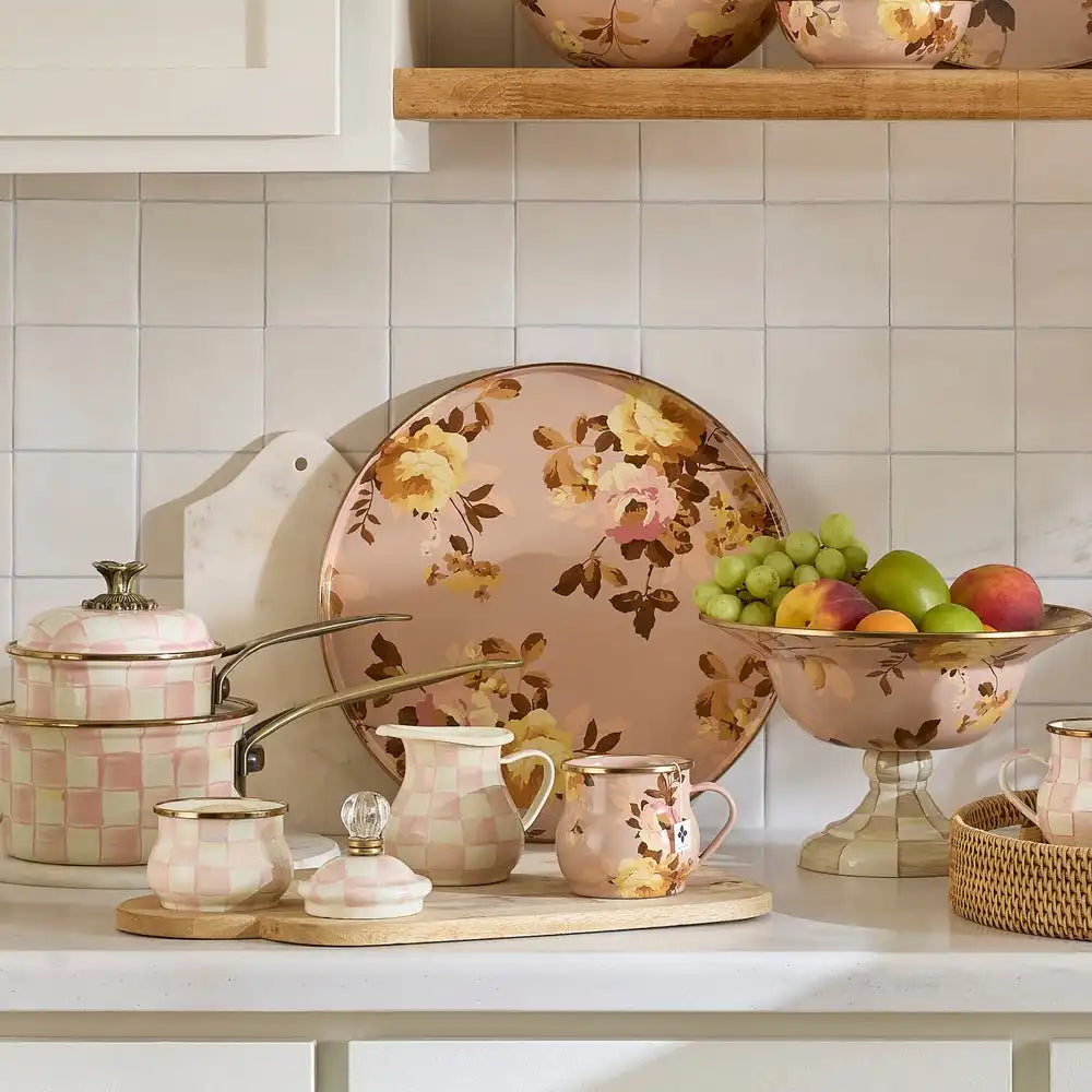 Wild Rose Brown Round Tray