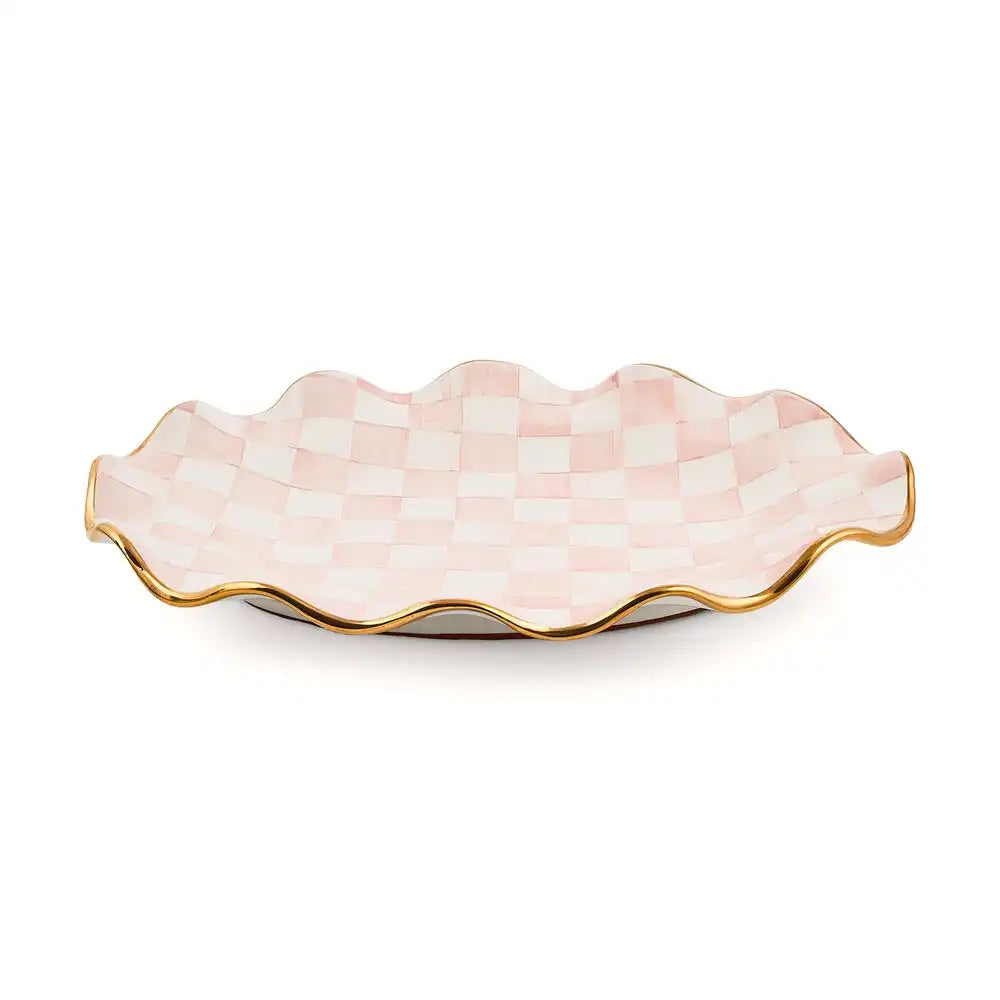 Mocha Check Ceramic Large Serving Platter