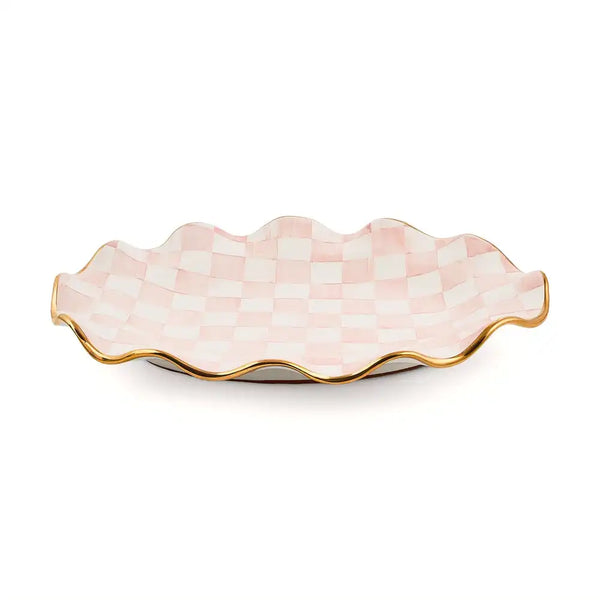 Mocha Check Ceramic Large Serving Platter