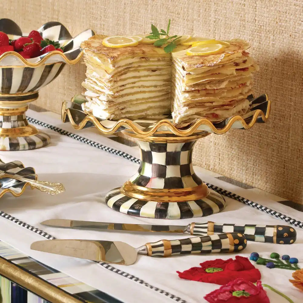 Courtly Check Ceramic Fluted Cake Stand