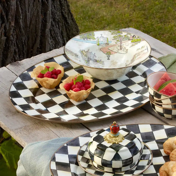 Sky Check Medium Oval Platter