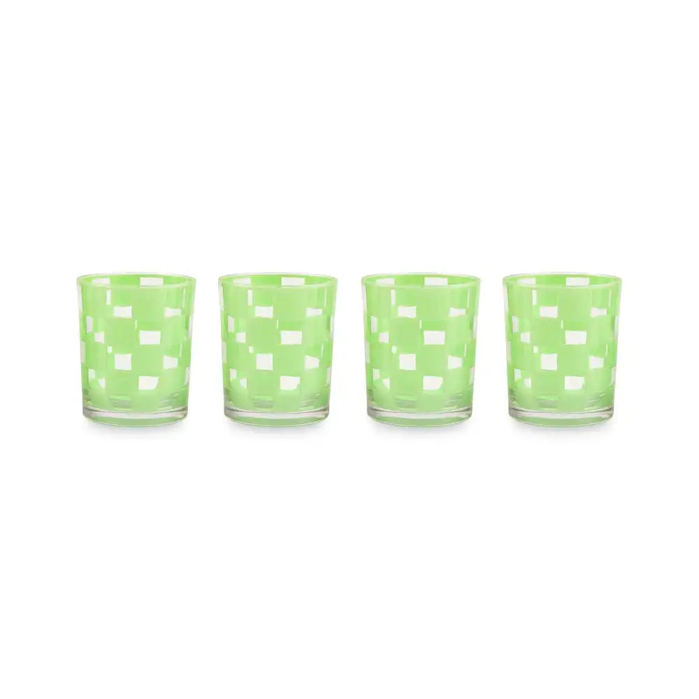 Black Check Acrylic Tumblers, Set of 4