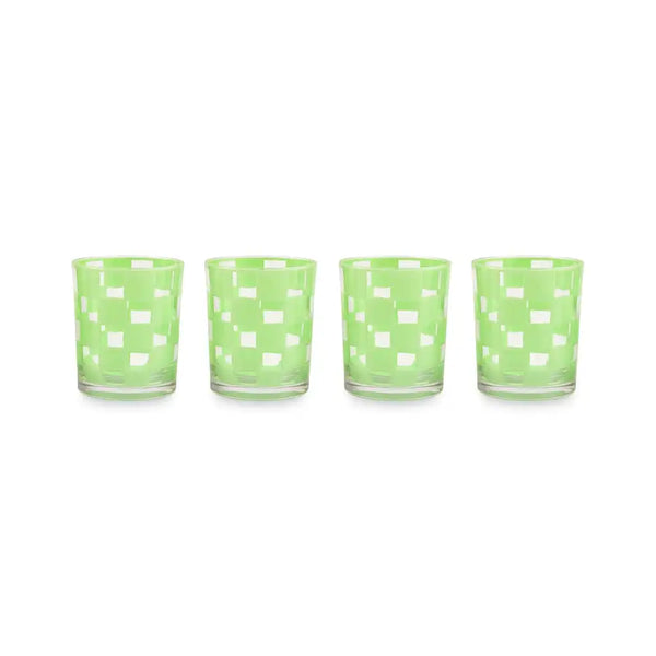 Black Check Acrylic Tumblers, Set of 4
