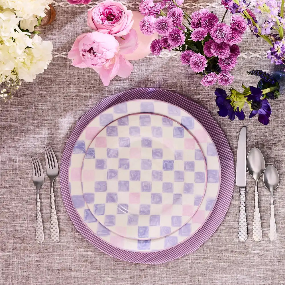 Pink Check Round Platter