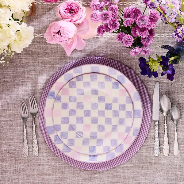 Pink Check Round Platter