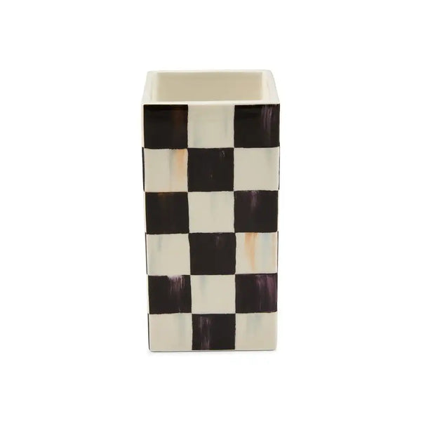 Sage Check Pillar Vase