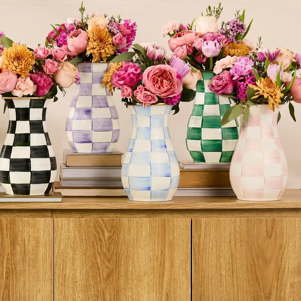 Mocha Check Tall Vase