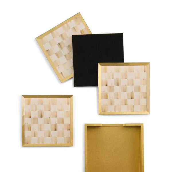 Courtly Check Glass Coasters, Set of 4
