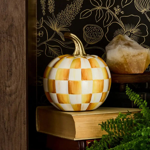 Mocha Check Mini Pumpkin