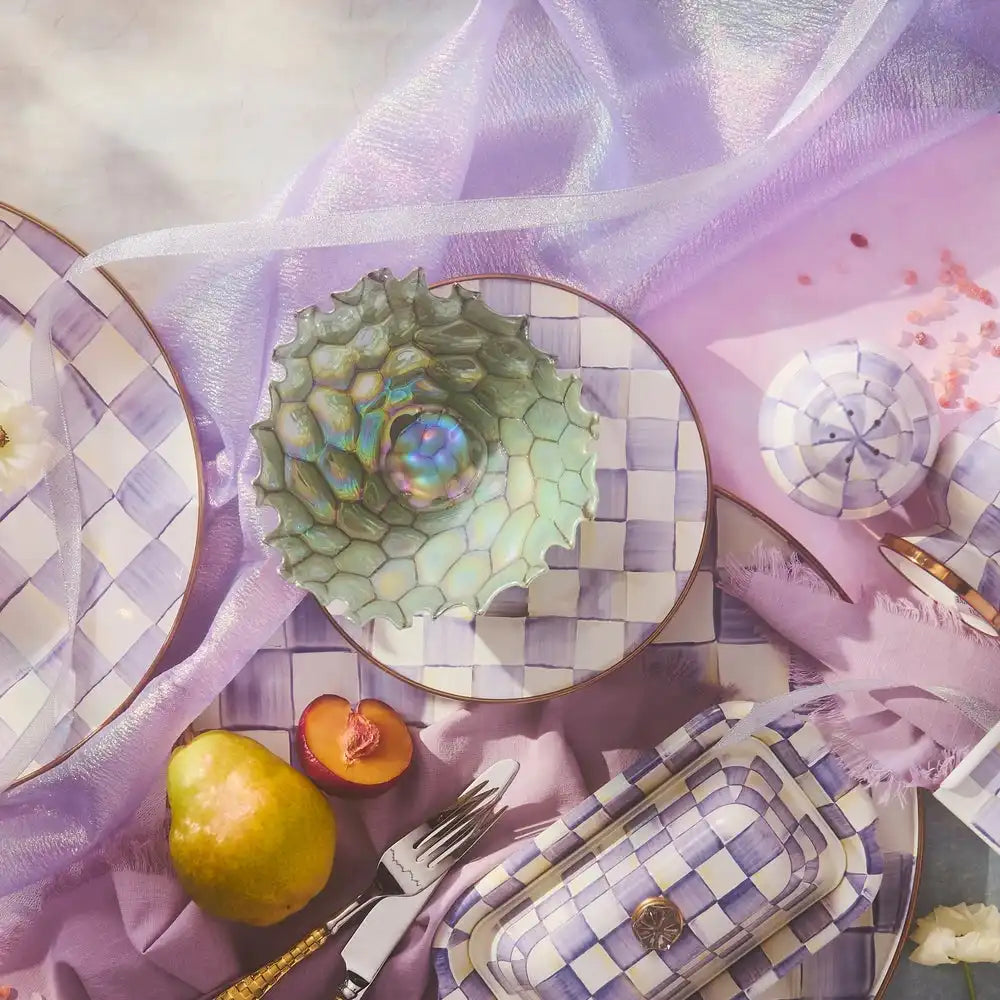 Violet Check Dinner Plate