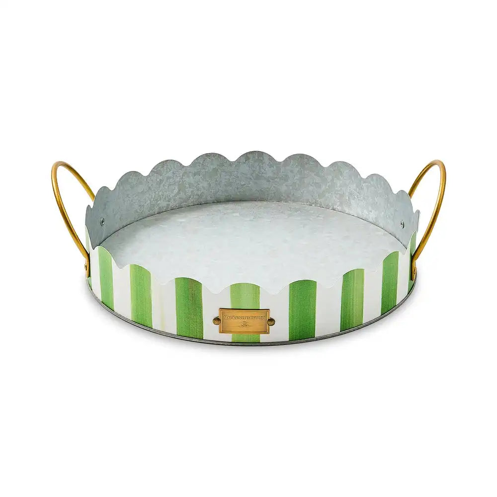 Mocha Stripe Serving Trays, Set of 2