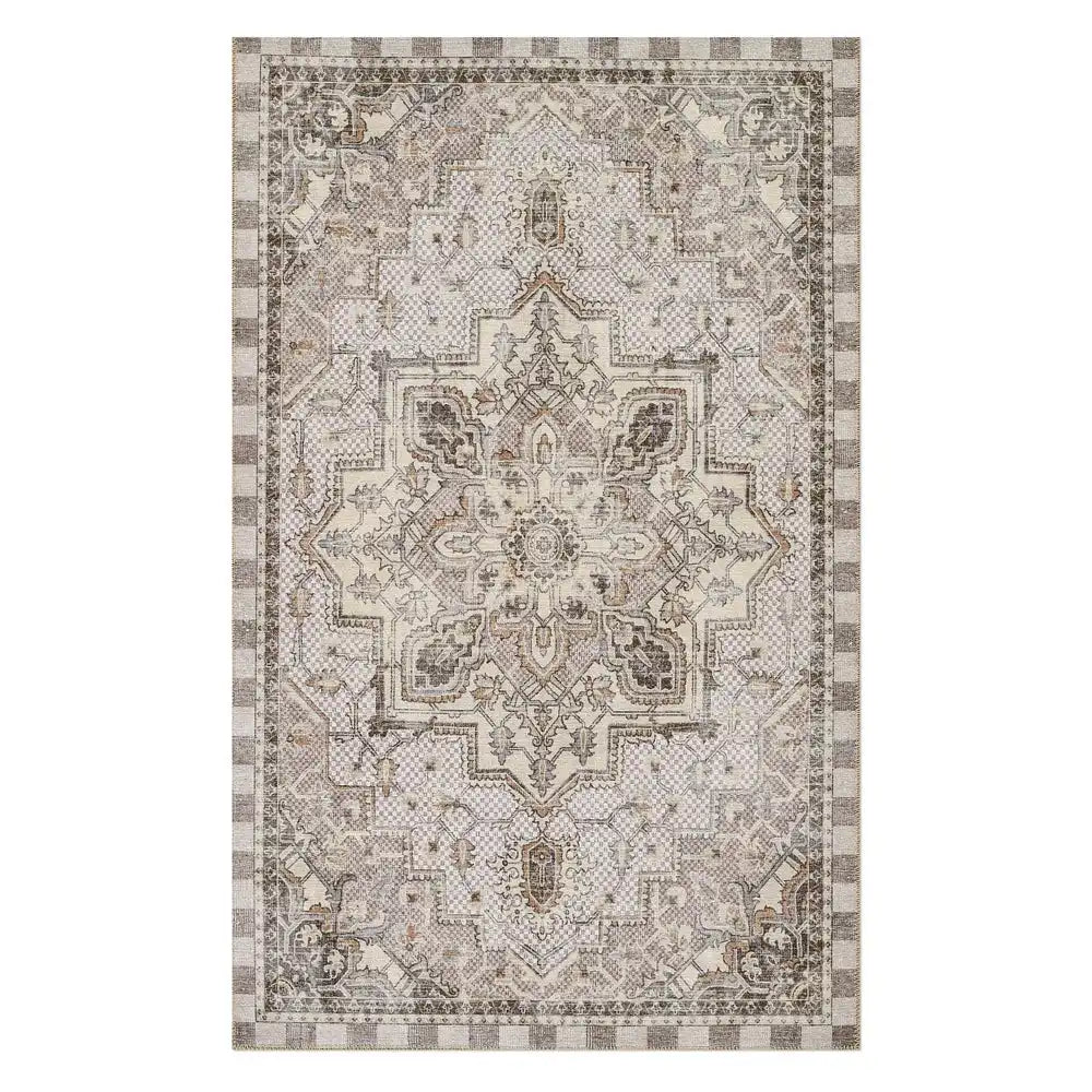 Heriz Checked Mocha 8' x 10' Washable Rug