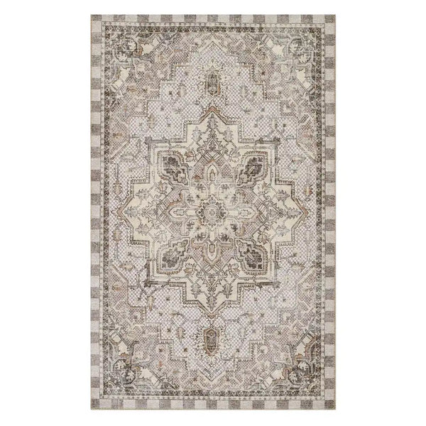 Heriz Checked Mocha 8' x 10' Washable Rug