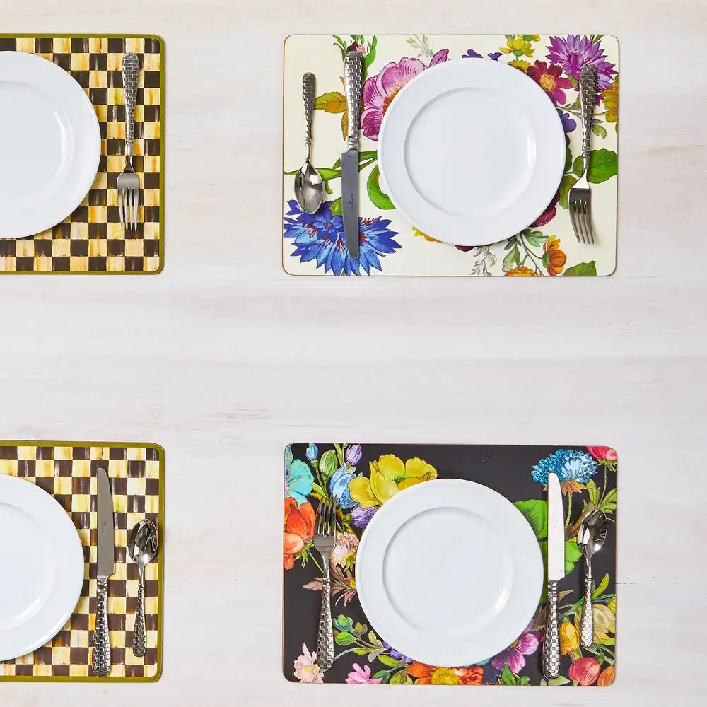 Mocha Check Cork Back Placemats, Set of 4