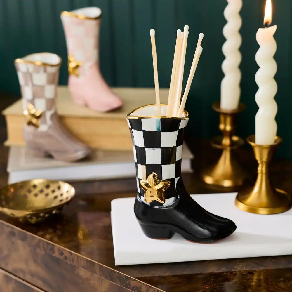 Lainey Wilson Rosy Check Cowgirl Boot Bud Vase