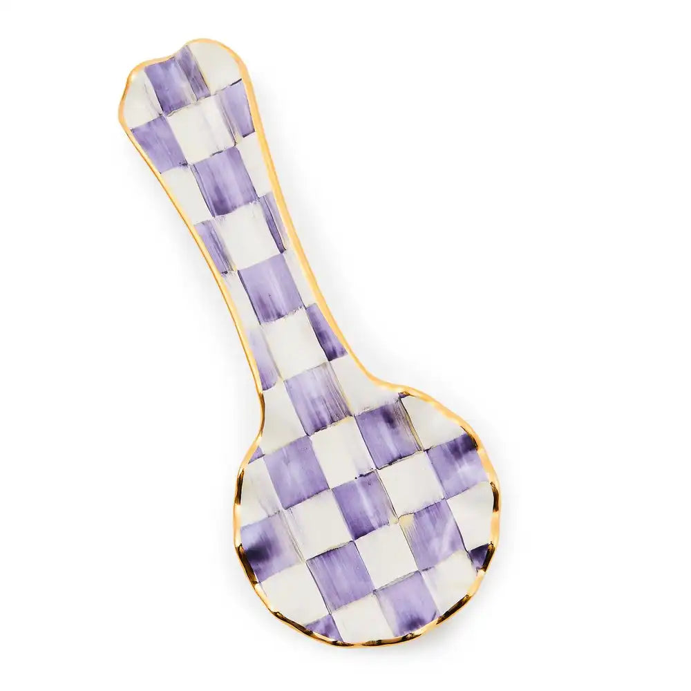 Violet Check Ceramic Spoon Rest Main image