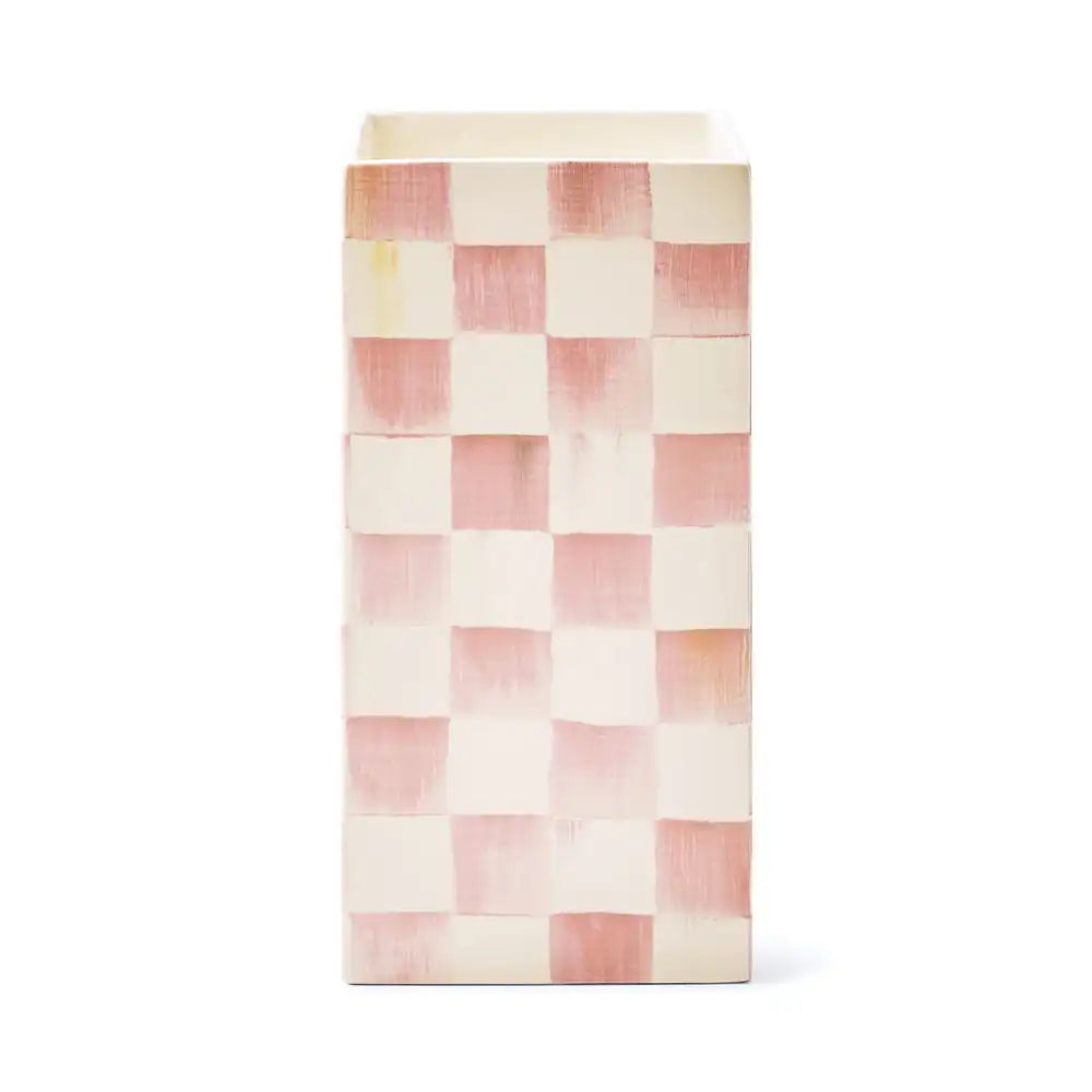 Sage Check Pillar Vase