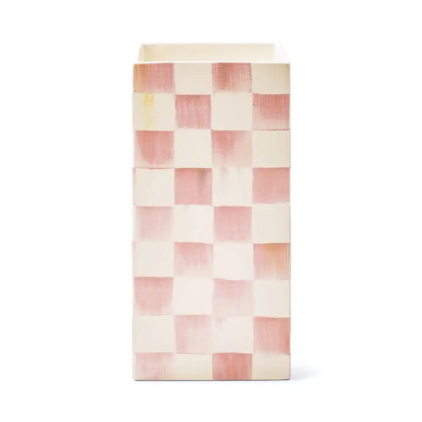 Sage Check Pillar Vase