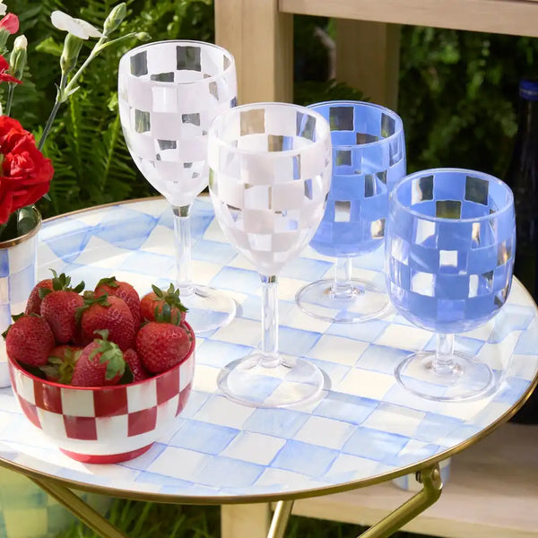 Black Check Acrylic Tumblers, Set of 4