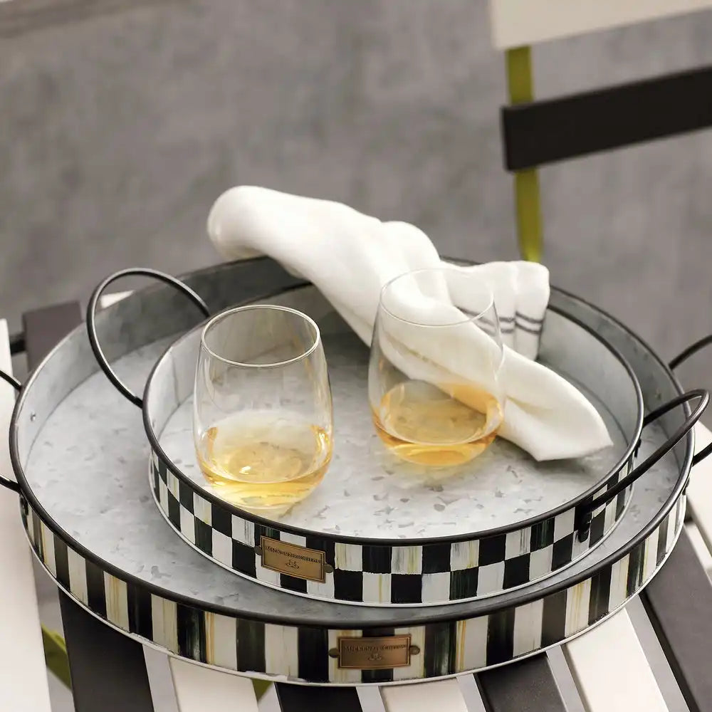 Mocha Stripe Serving Trays, Set of 2