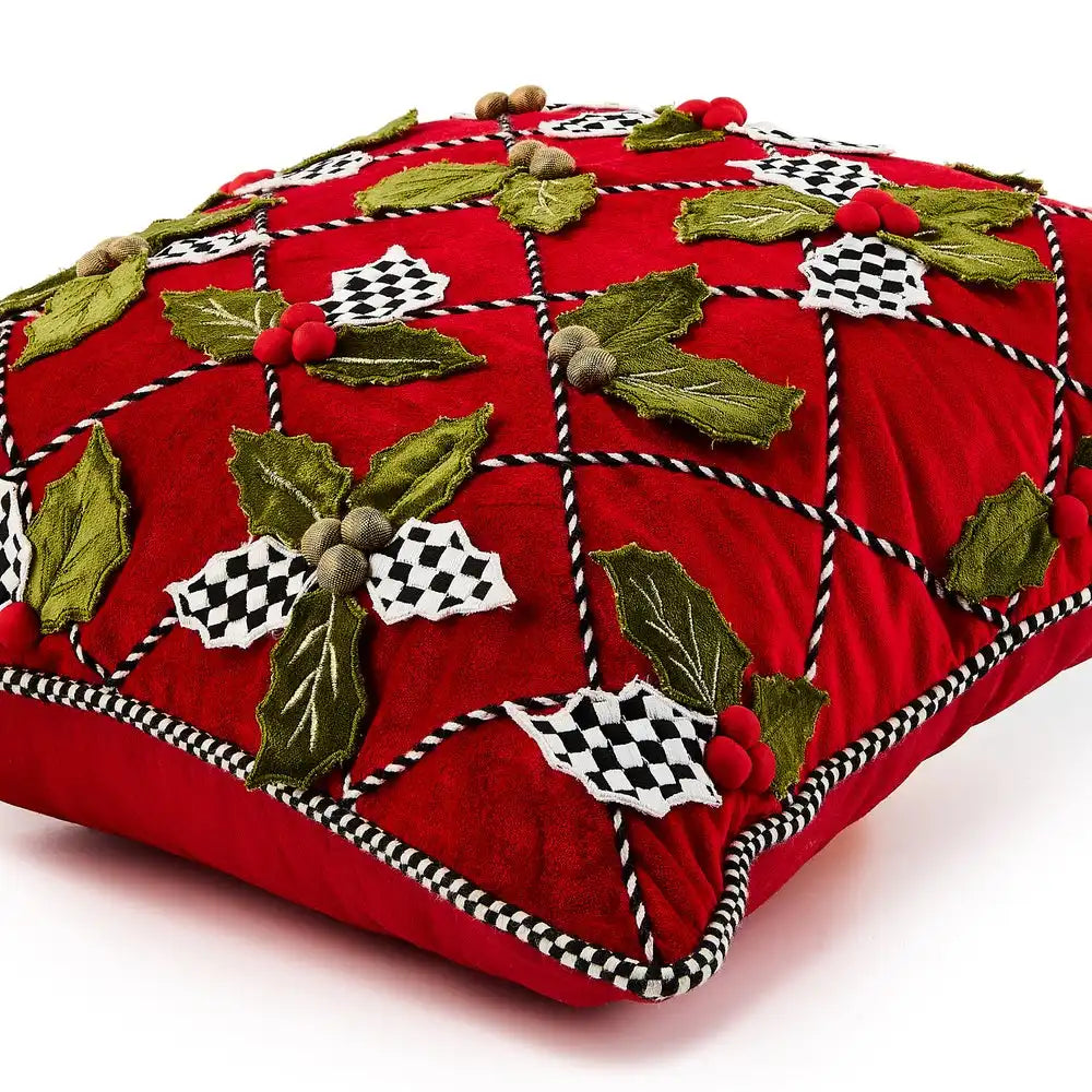 Holly Lattice Throw Pillow