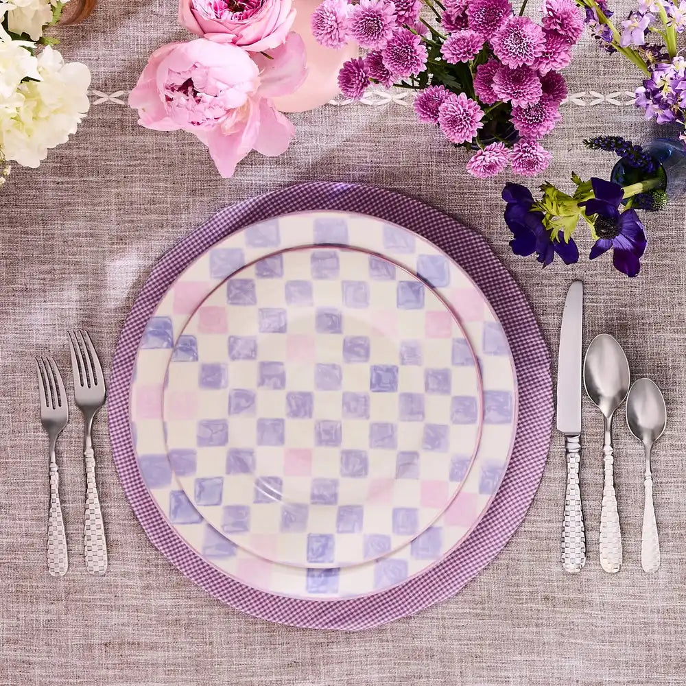 Lilac Check Dinner Plate