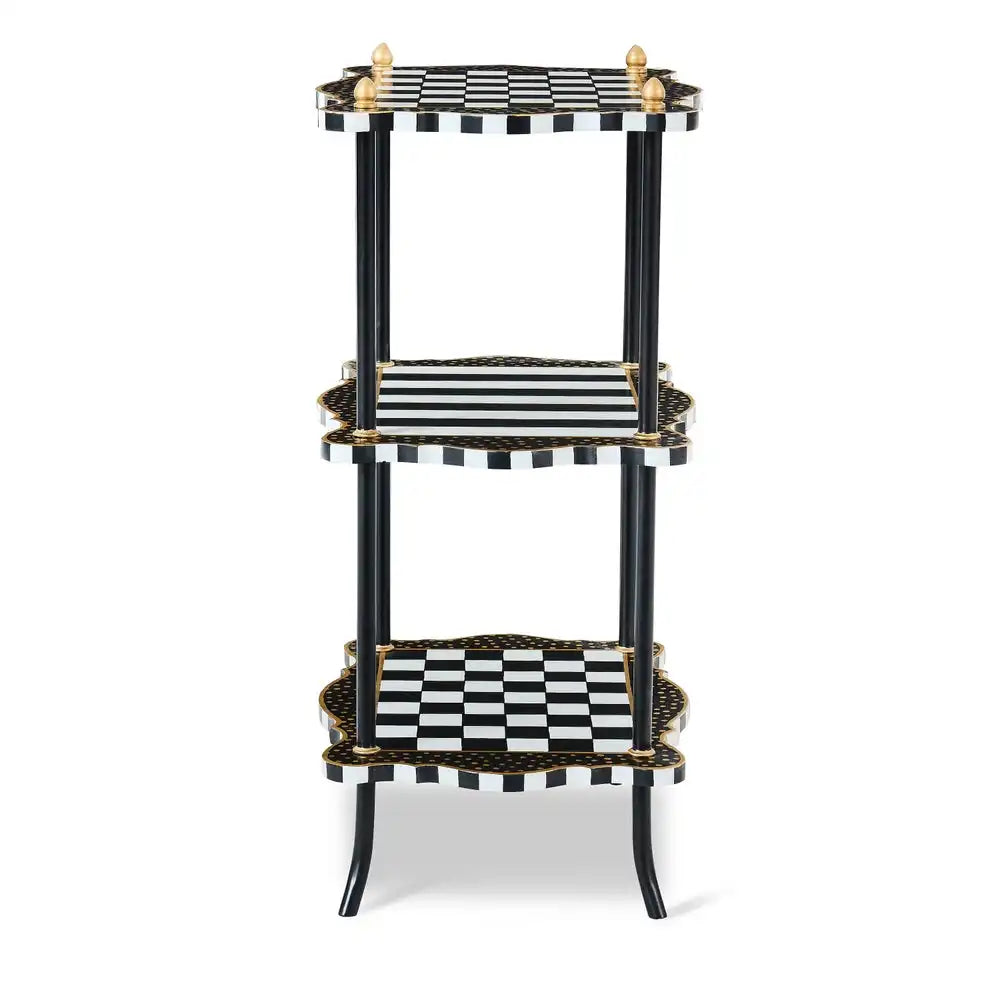 Black & White Check and Stripe 3 Tier Table Main image