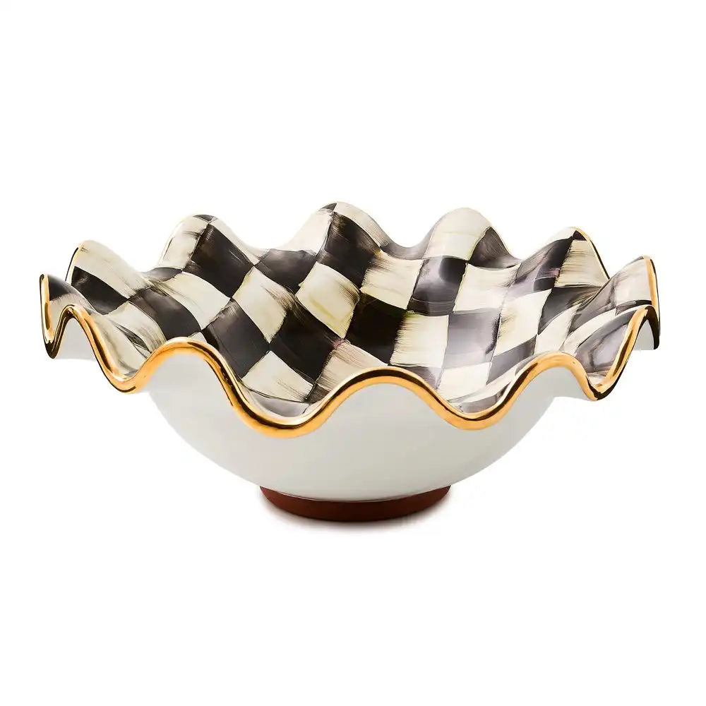 Rosy Check Medium Ceramic Fluted Serving Bowl