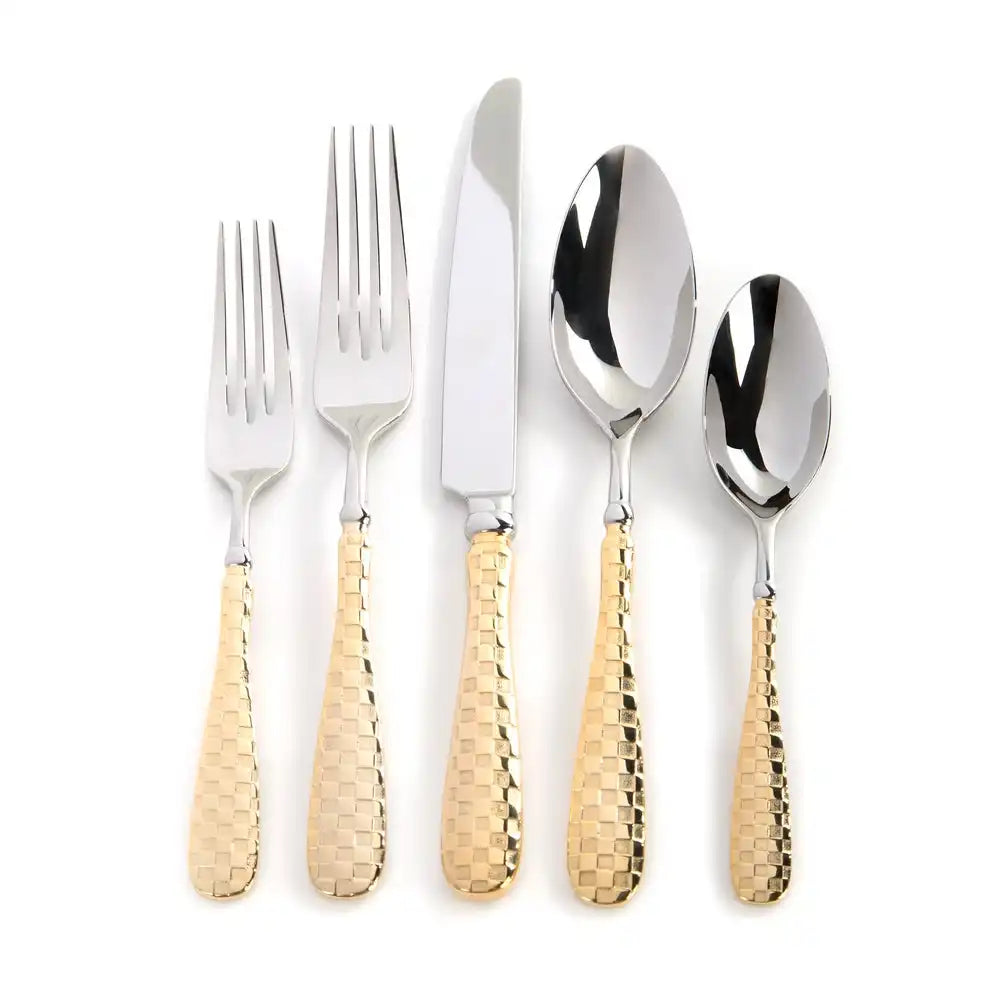 Gold Check Flatware 5-Piece Place Setting Main image