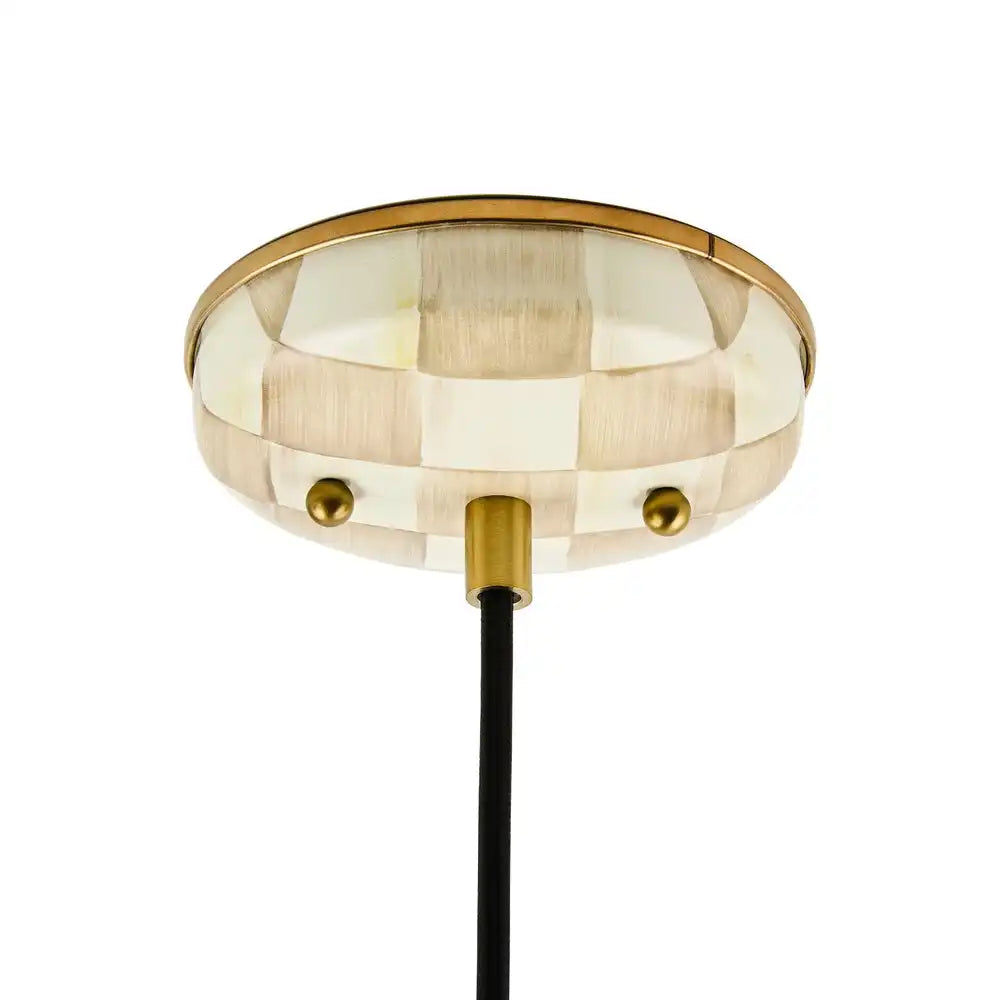 Mocha Check 8" Dome Pendant Lamp