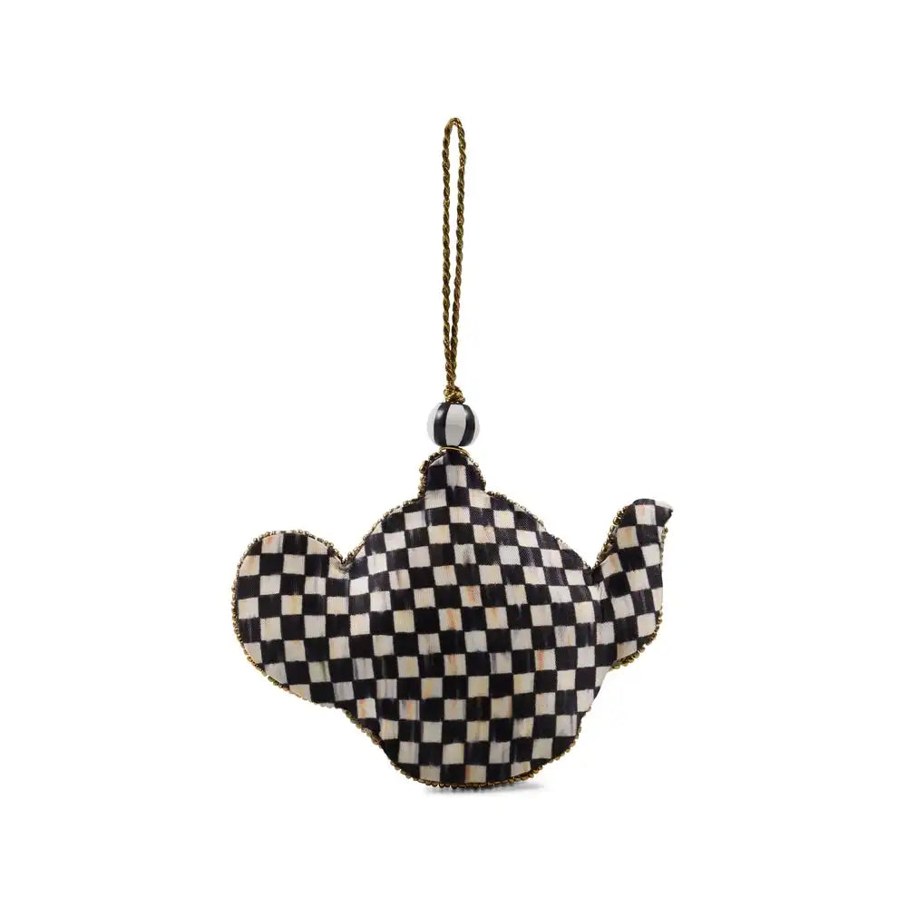 Rosy Check Teapot Beaded Ornament