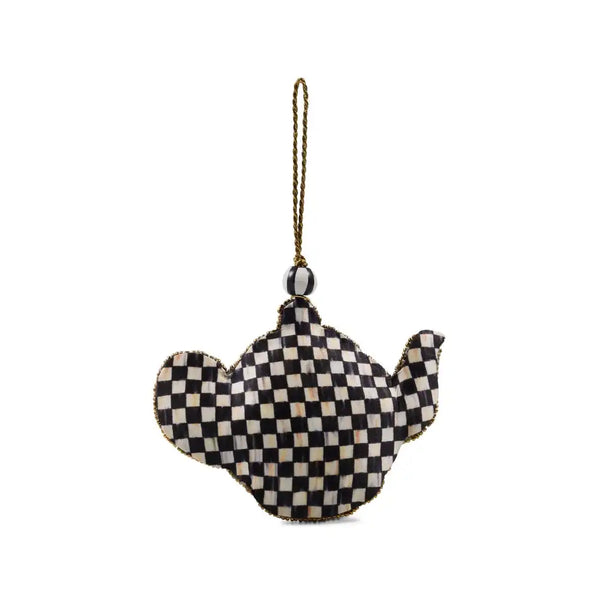 Rosy Check Teapot Beaded Ornament