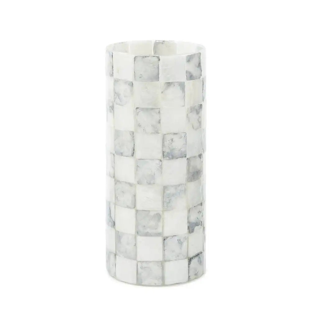 Sky Check Capiz Small Vase