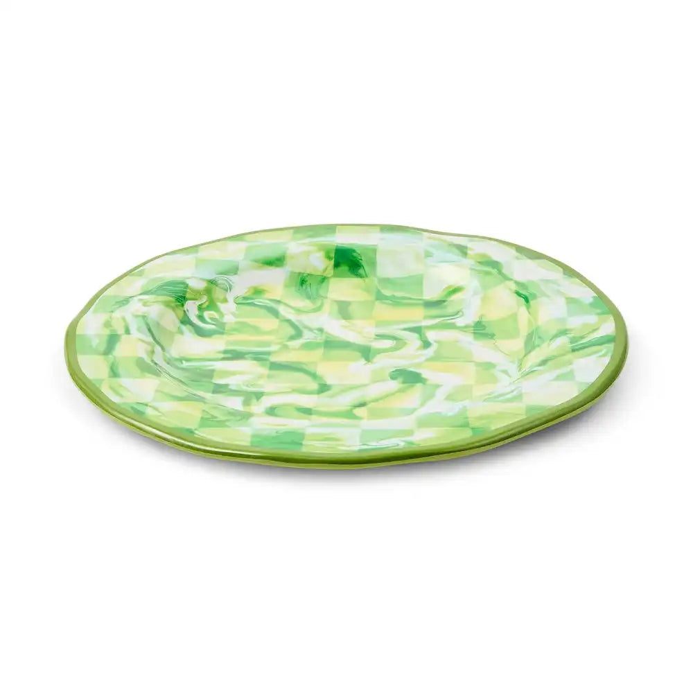 Green Marble Check Melamine Small Bowls, Set of 4