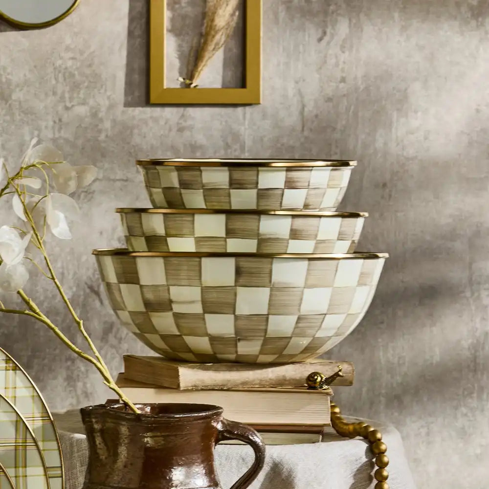 Mocha Check Large Everyday Bowl
